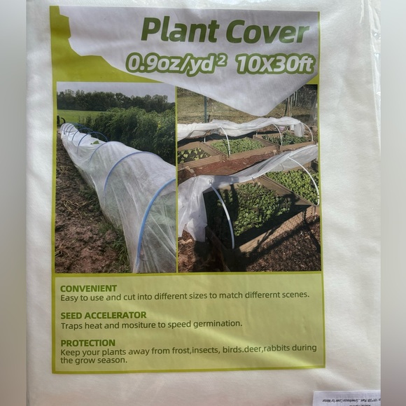 CJGQ (x2) 10’x30’ Polypropylene Plant Cover Blankets, Winter Protection Anti Bug - Picture 8 of 9